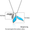 Double Fishtail Pendant Necklace(Blue Opal)