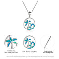 925 Sterling Silver Coconut Tree Wave Pendant Necklace(Blue Opal)
