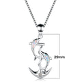 Double Dolphin Anchor Pendant Necklace(Blue/White Opal)