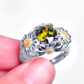 925 Sterling Silver Peridot Daisy Ring - Bamos