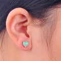 White/Blue/Green Opal Heart Stud Earrings - Bamos