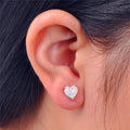 White/Blue/Green Opal Heart Stud Earrings - Bamos