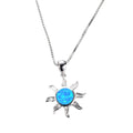 Sun Pendant Necklace ( Blue Fire Opal) - Bamos