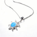 Sun Pendant Necklace ( Blue Fire Opal) - Bamos