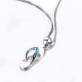 Slipper Pendant Necklace (Blue Fire Opal) - Bamos