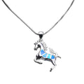 Horse Pendant Necklace (Blue Fire Opal) - Bamos