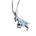 Horse Pendant Necklace (Blue Fire Opal) - Bamos