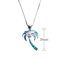 Coconut Tree Pendant Necklace (Blue Fire Opal) - Bamos