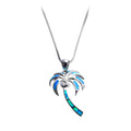 Coconut Tree Pendant Necklace (Blue Fire Opal) - Bamos