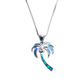 Coconut Tree Pendant Necklace (Blue Fire Opal) - Bamos