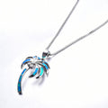 Coconut Tree Pendant Necklace (Blue Fire Opal) - Bamos