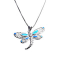 Dragonfly Pendant Necklace (Blue Fire Opal) - Bamos