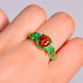 Red Flower Ring (JanuaryBirthstone) - Bamos