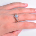 White Sapphire Flower Ring (April Birthstone) - Bamos