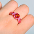 Red Flower Ring (JanuaryBirthstone) - Bamos