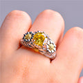 Yellow Topaz Daisy Ring(December Birthstone) - Bamos