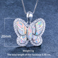 925 Sterling Silver Opal Butterfly Pendant Necklace