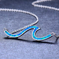 Blue Opal Wave Pendant Necklace