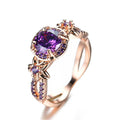 Purple Amethyst Flower Ring (February Birthstone) - Bamos