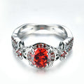 Red Flower Ring (JanuaryBirthstone) - Bamos