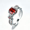 Red Flower Ring (JanuaryBirthstone) - Bamos