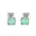 Green/Blue/White Opal Oval Stud Earrings - Bamos