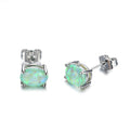 Green/Blue/White Opal Oval Stud Earrings - Bamos