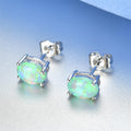 Green/Blue/White Opal Oval Stud Earrings - Bamos
