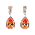 Women Champagne Topaz Ring Earrings Jewelry Set - Bamos