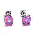 White/Pink/Purple/Blue Opal Stud Earrings - Bamos