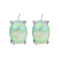 Green/Blue/White Opal Oval Stud Earrings - Bamos