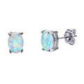 Green/Blue/White Opal Oval Stud Earrings - Bamos