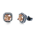 Women Champagne Geometric Topaz Ring Earrings Set - Bamos