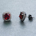 Women Red Ring Earrings Jewelry Set(January Birthstone) - Bamos