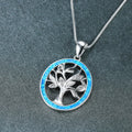 925 Sterling Silver Tree of Life Pendant Necklace(Blue Opal)