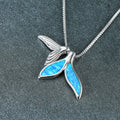 Double Fishtail Pendant Necklace(Blue Opal)