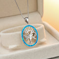 925 Sterling Silver Tree of Life Pendant Necklace(Blue Opal)