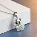 Blue/White Opal Panda Pendant Necklace