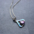 Purple Amethyst Oval Pendant Necklace (Blue Fire Opal) - Bamos