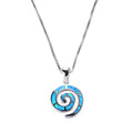Spiral Pendant Necklace (Blue Fire Opal) - Bamos