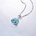 Spiral Pendant Necklace (Blue Fire Opal) - Bamos