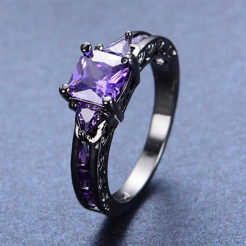 Purple Amethyst Geometric Ring(February Birthstone) - Bamos