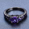 Purple Amethyst Geometric Ring(February Birthstone) - Bamos