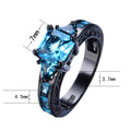 Women Geometric Blue Topaz Ring Earrings Jewelry Set (December Birthstone ) - Bamos