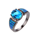 Women Blue Topaz Oval Wedding Ring(December Birthstone) - Bamos