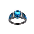Women Blue Topaz Oval Wedding Ring(December Birthstone) - Bamos