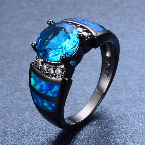 Women Blue Topaz Wedding Party Ring(December Birthstone) - Bamos