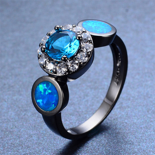 Luxury Women Blue Topaz Wedding Ring(December Birthstone) - Bamos