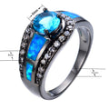 Women Blue Topaz Opal Wedding Ring(December Birthstone) - Bamos
