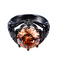 Luxury Women Champagne Round Ring(November Birthstone) - Bamos